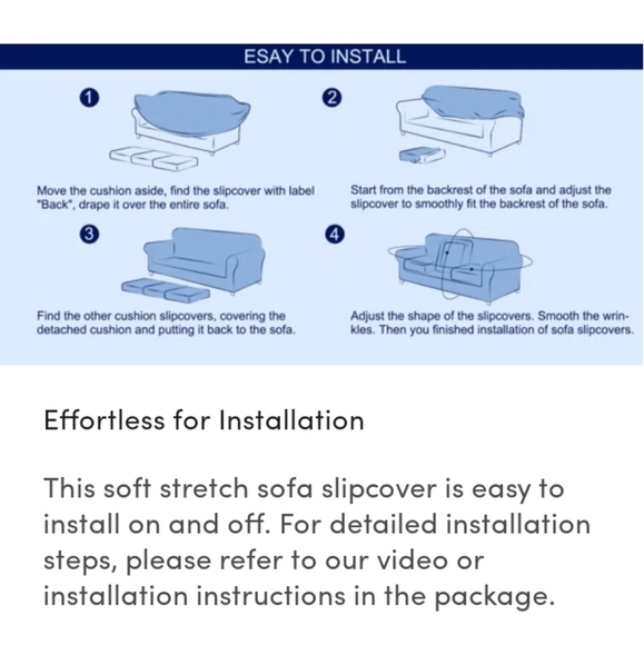 Loveseat Sofa Covers (3pcs with 1 long elastic clip band to secure cover) - Picture 8 of 8